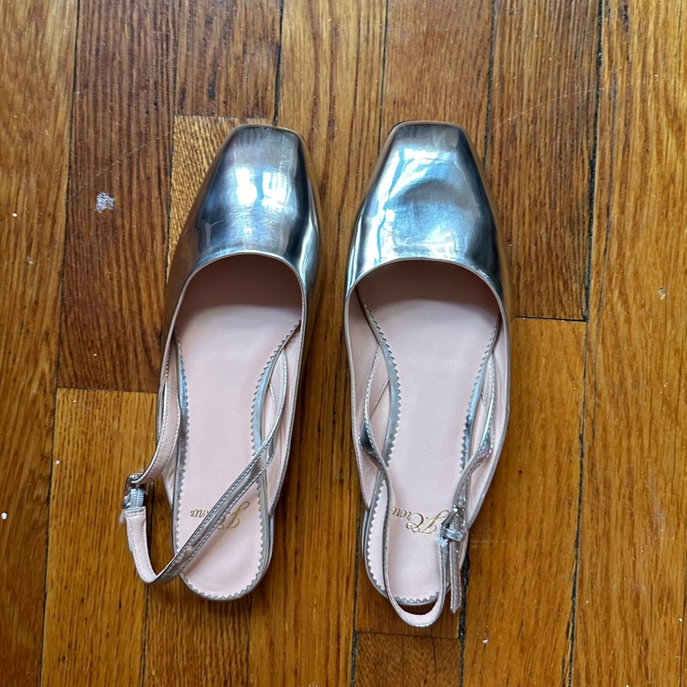 J. Crew Metallic Silver Flats